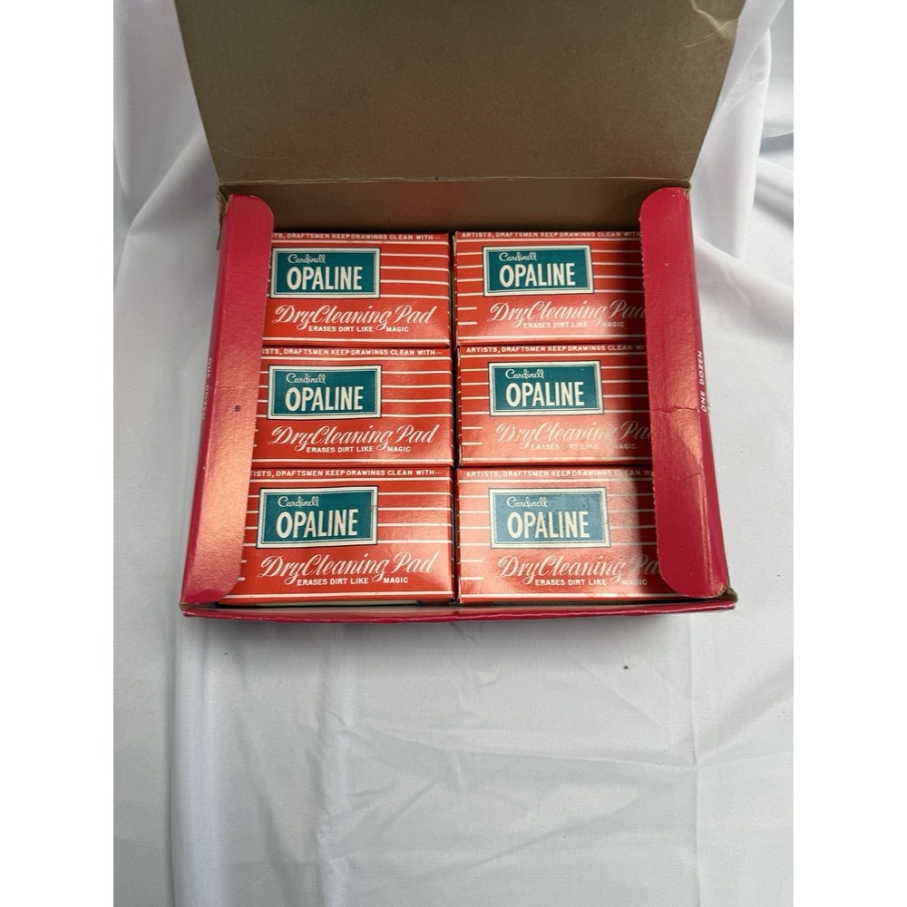 6 Vintage Cardinell Opaline Dry Cleaning Rubgum Dry Clean Pad Morilla Co USA Box